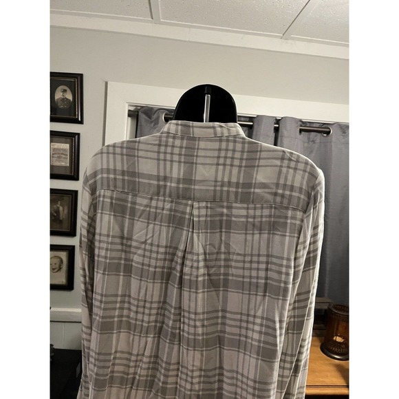 GAP Womens Gray & White Plaid Collar Pleated Front Flannel Blouse Sz Small EUC - Picture 5 of 9